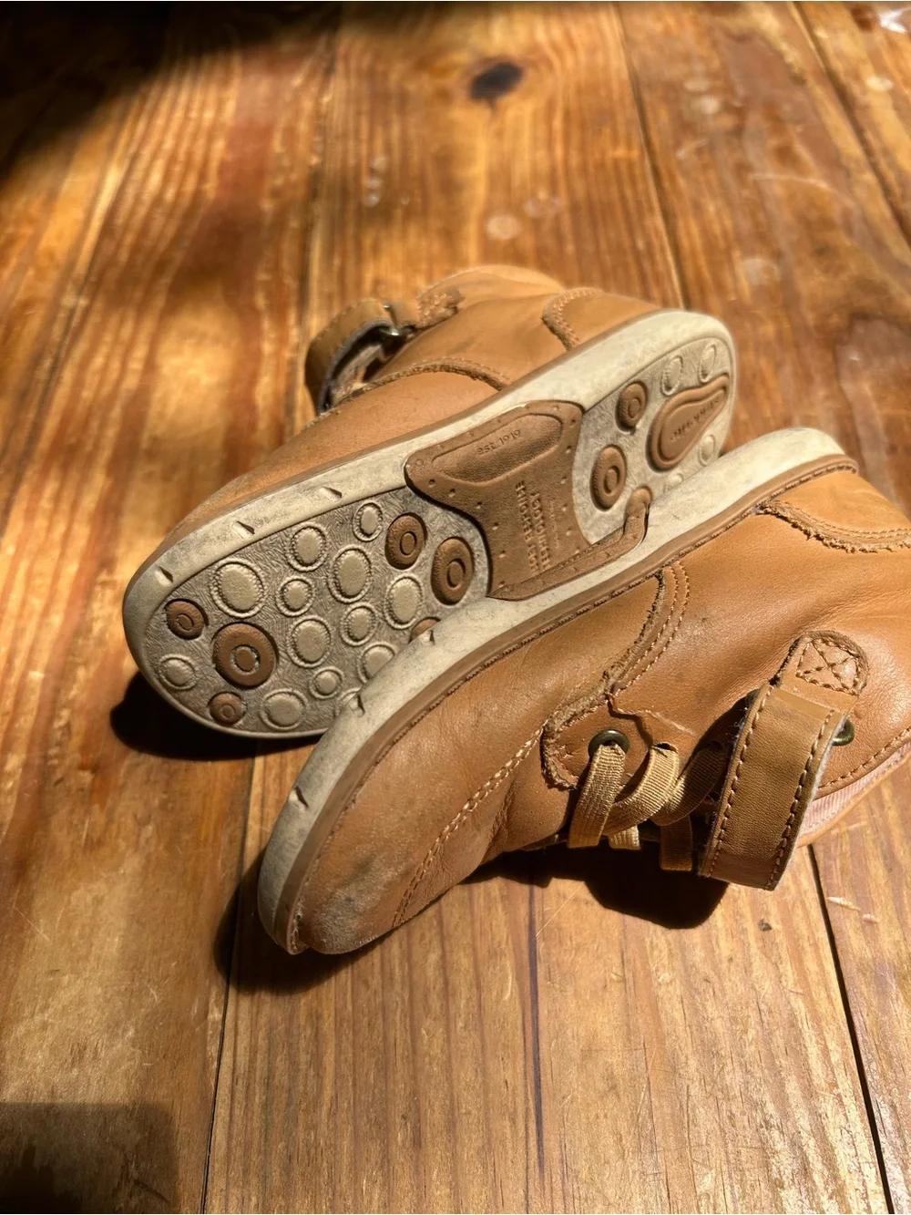 Stride Rite Kids Tan Leather High-Top Boots
